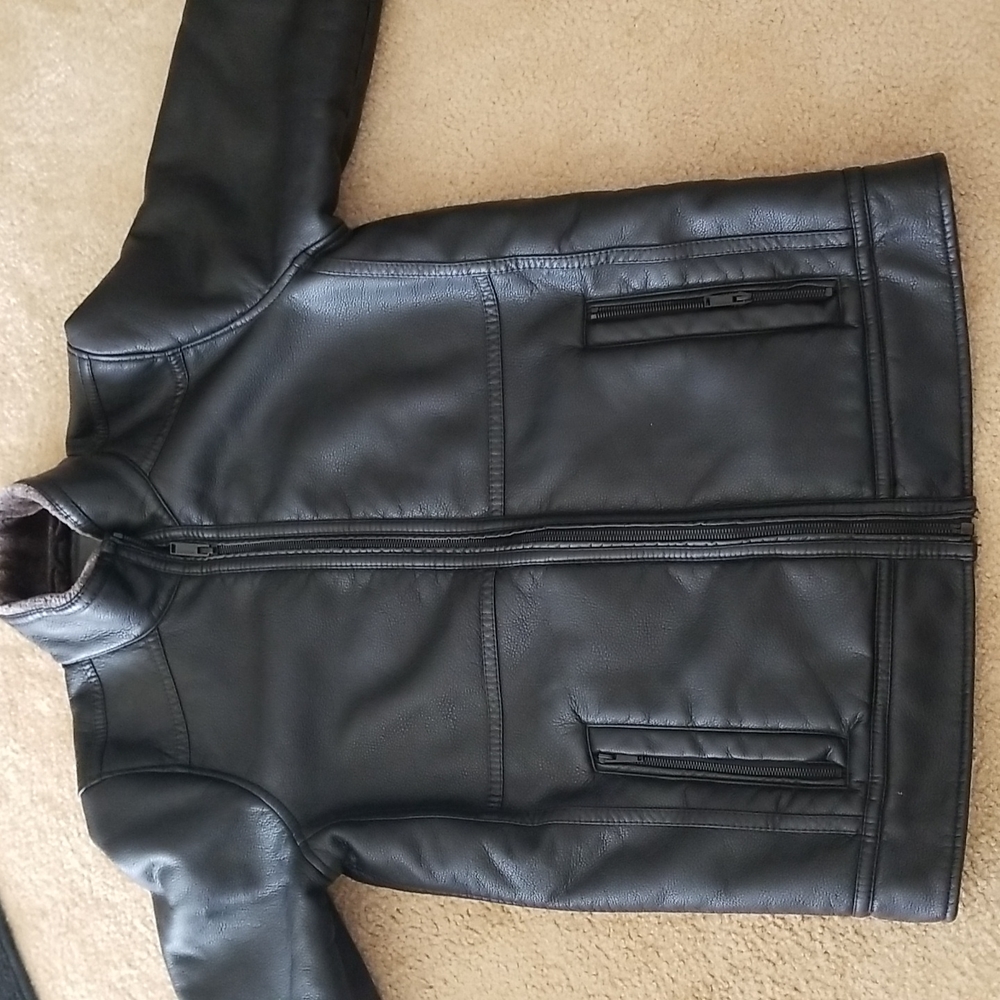 Calvin Klein Vegan/Faux Leather Shearling Jacket